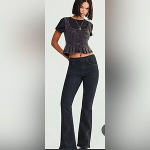Free People Pull On flare leg Stretch black jeans Size 26